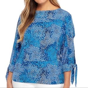 The Limited Blue and Yellow Boat Neck Blouse